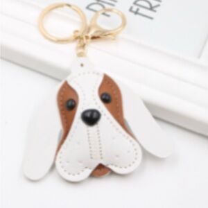 Brown and White Beagle Dog Keychain